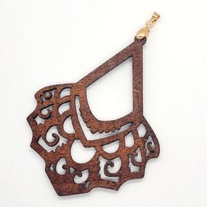 Delicate Intricate Wood Work Mandala Yoga Yogi Hippie Tribal 3.25" Pendant